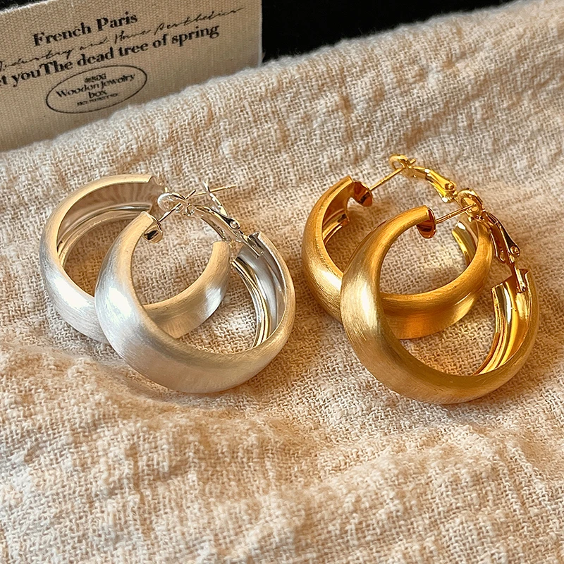 合金耳饰 金色哑光拉丝耳环女小众独特耳钉轻奢高级感气质耳饰08