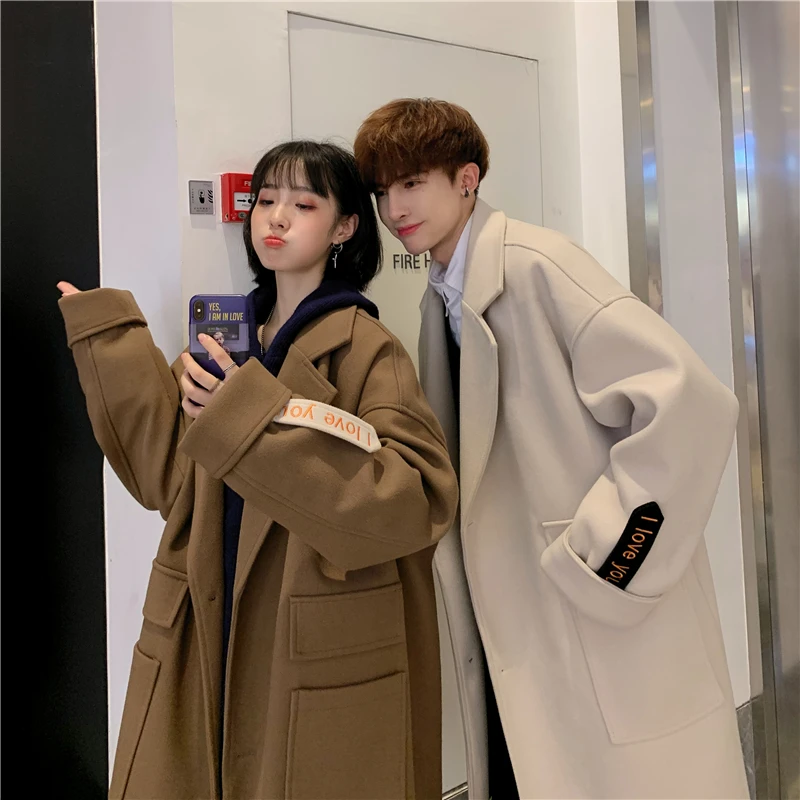 大衣男情侣宽松时尚高街网红潮流爆款中长款2023男装新款秋冬长款