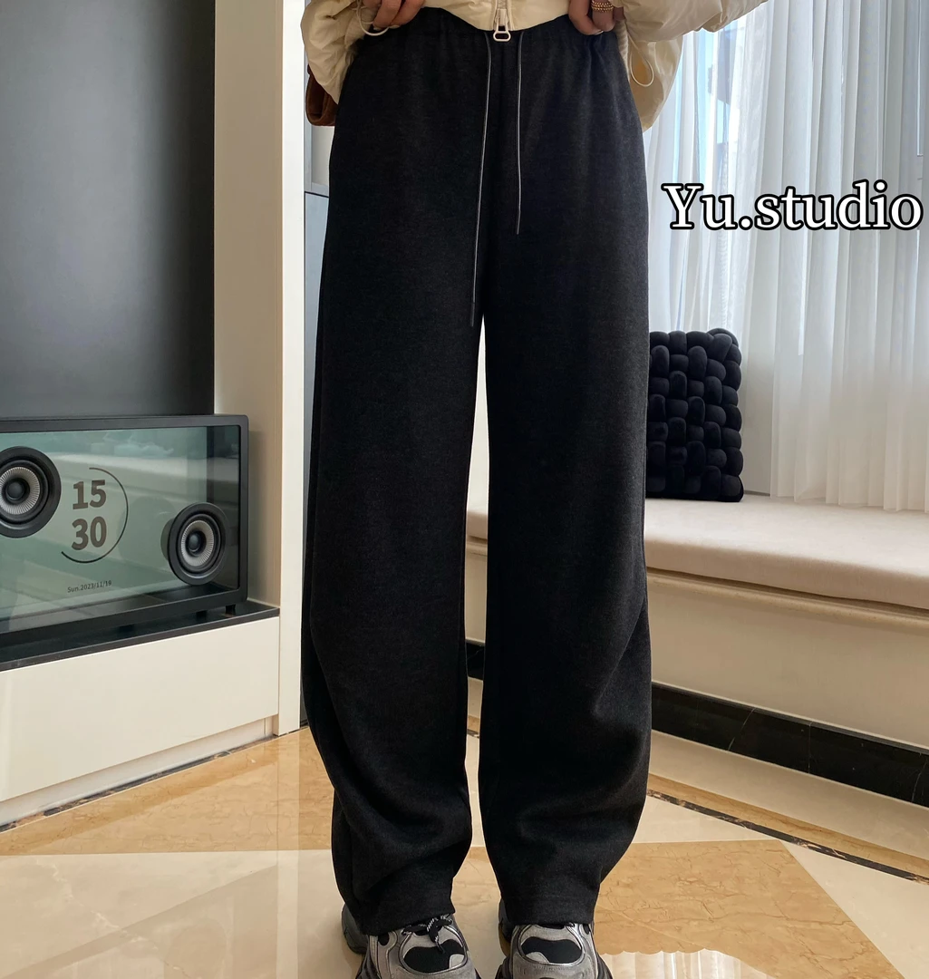 方和屿.冬季新款休闲裤百搭纯色显瘦松紧腰厚款年糕裤A03-9069
