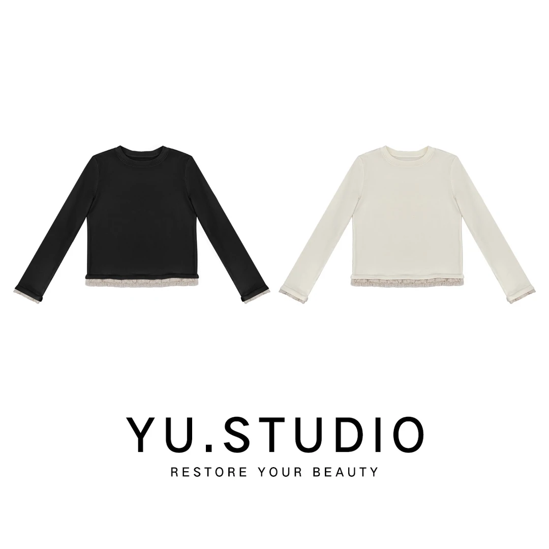 方和屿.T恤秋冬打底衫染色轻职风休闲时尚长袖保暖假两件上衣259