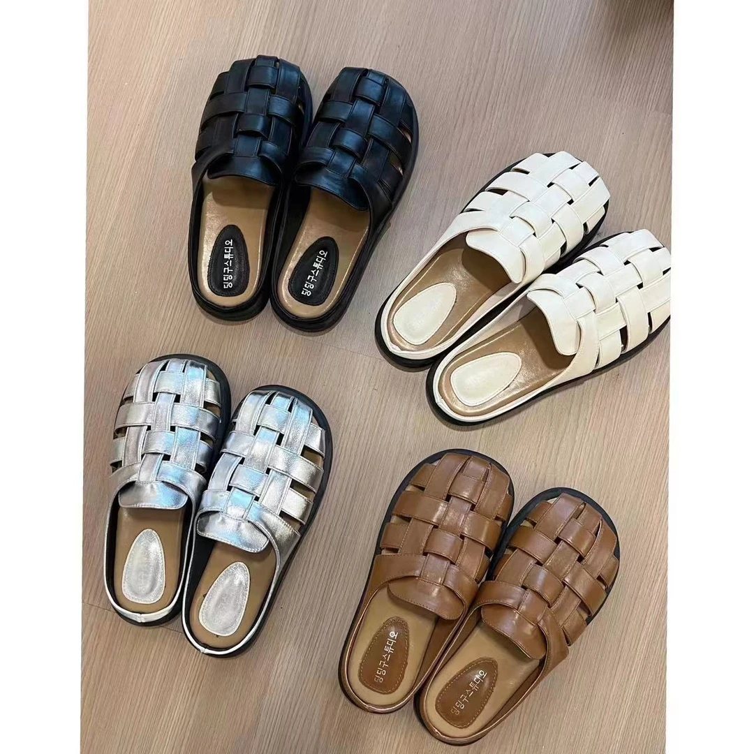 方和屿.2024防滑包头半拖鞋女外穿时尚透气网红平底罗马鞋A19-857