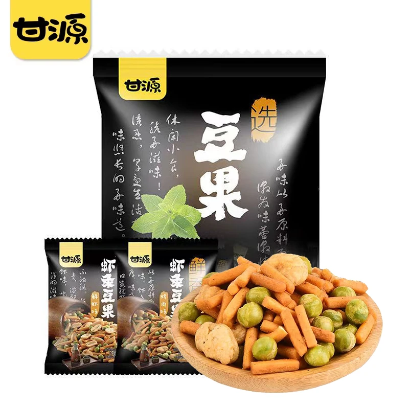 甘源虾条豆果鲜虾烤肉味零食小吃即食豆类坚果炒货方便休闲食品