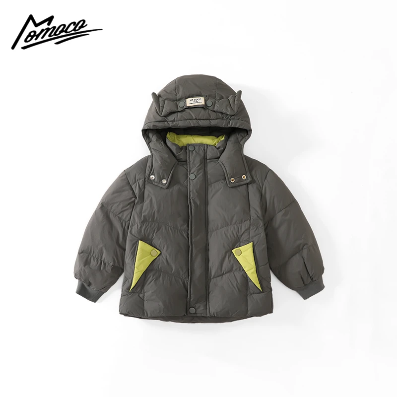MOMOCO冬季男童拼色休闲潮流连帽保暖羽绒服外套新款76410102030