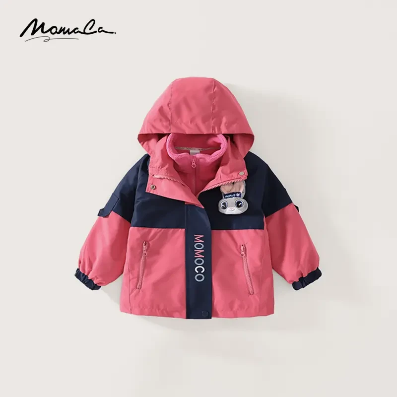 MOMOCO冬季女童甜美可爱小兔子拼色外套棉服新款75830580011
