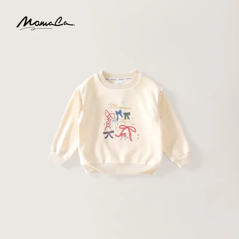 MOMOCO冬季女童时尚加绒甜美印花圆领卫衣长袖新款75830232015