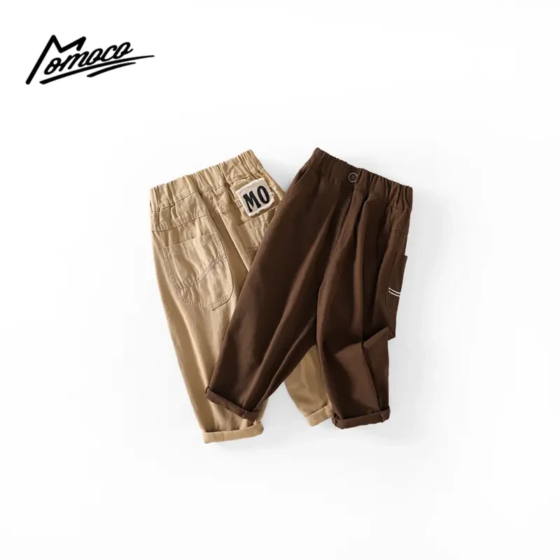 MOMOCO春秋男童纯色贴标韩版休闲裤儿童裤子75730354012女童女童