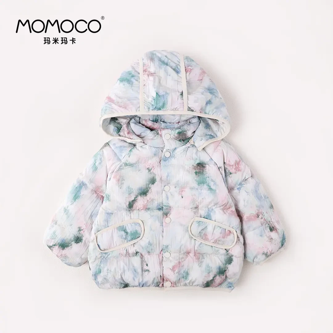 MOMOCO冬季女童潮流百搭洋气女宝花色羽绒服外套新款75830103001
