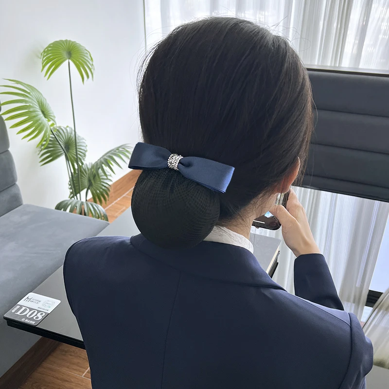 头花女职业护士女盘头发夹子银行工装头花蝴蝶结发饰