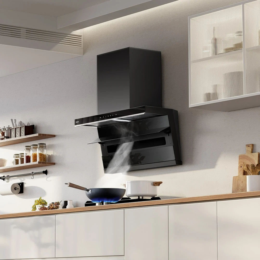 老板顶侧双吸25m³大吸力7字形小黑翼烟灶套装27A13-D1【官方直营】