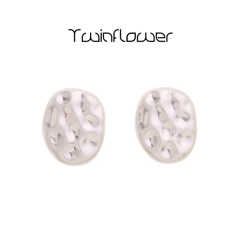 twinflower 铜合金耳饰 湖面涟漪哑光耳钉时尚复古小众气质耳环