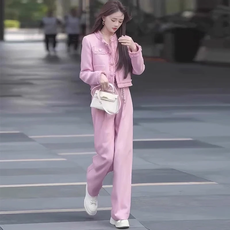 名媛气质小香风套装女秋季新款时尚网红洋气阔腿裤高端精致两件套