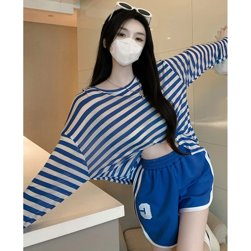 休闲运动套装女夏季薄款时尚减龄网红炸街洋气时髦短裤两件套