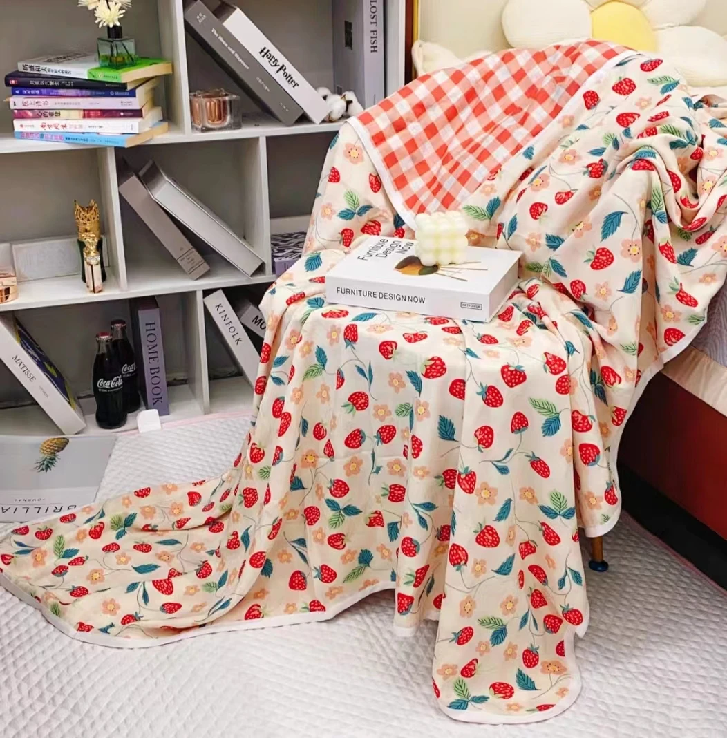 【盖毯】双层人造棉绵绸韩香稠盖毯空调毯 轻薄透气不沾身zb