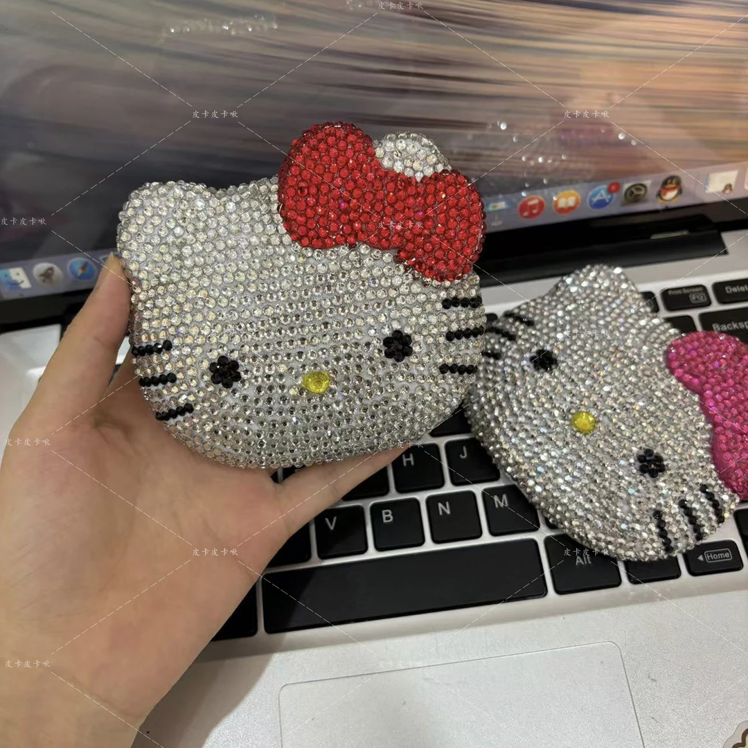 【小妖盖专属 】KT猫迷你满钻口袋镜子无手柄材料包补妆车载化妆镜