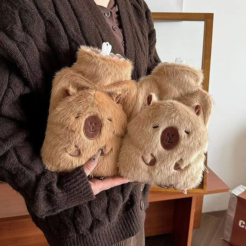 【吖比】热水袋注水插手毛绒可爱大号手袋暖手宝卡皮巴拉暖水袋