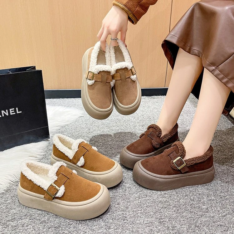 冬季新款勃肯女鞋加绒厚底板鞋女鞋子休闲鞋96813