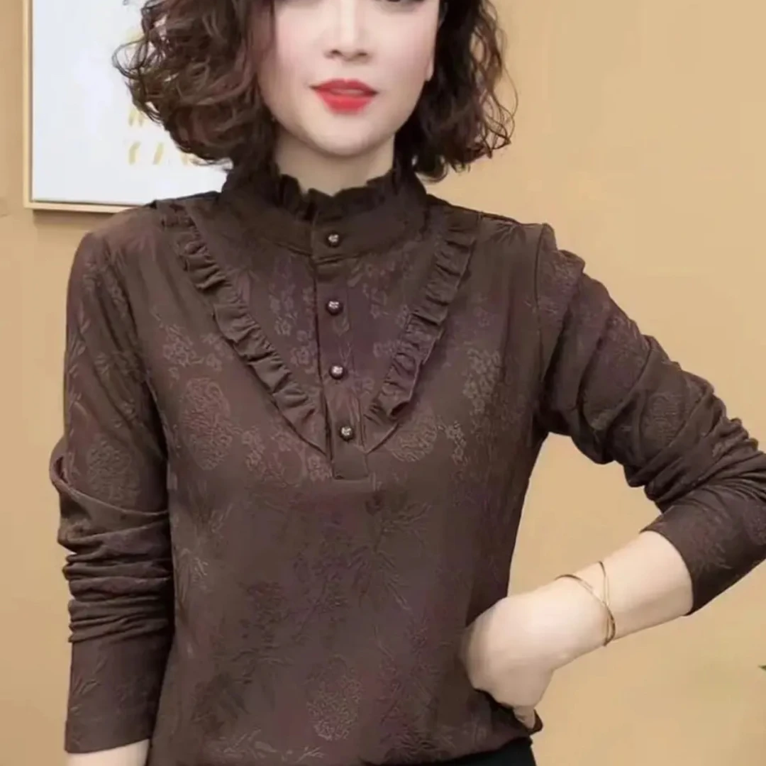 时尚秋冬新款长袖打底衫上衣女显瘦减龄洋气百搭套头衫气质