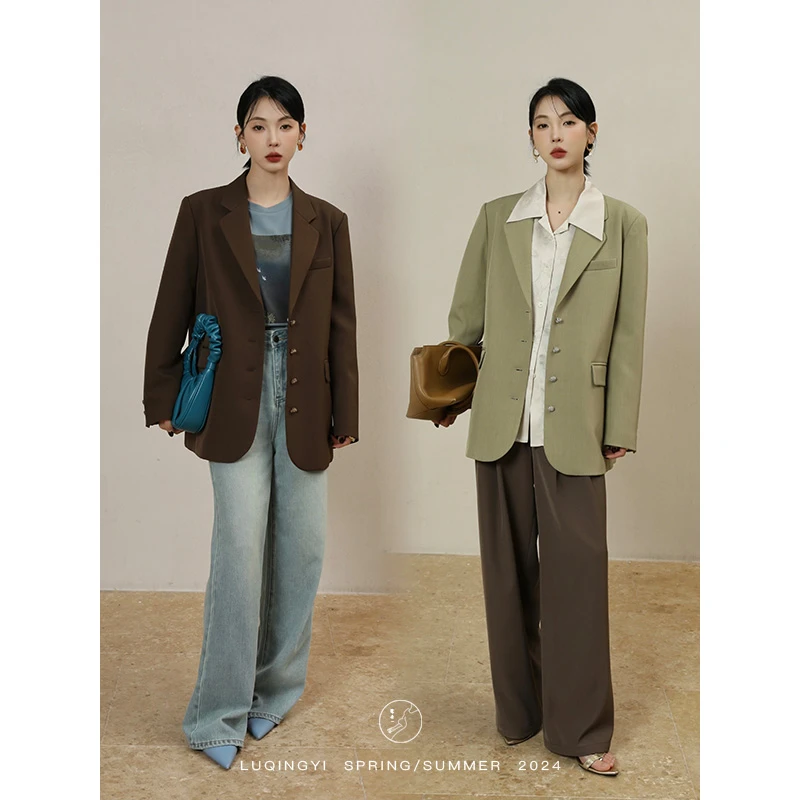 鹭青一原创【鸢语】重工西装外套女气质简约版休闲西服L24X1833HB