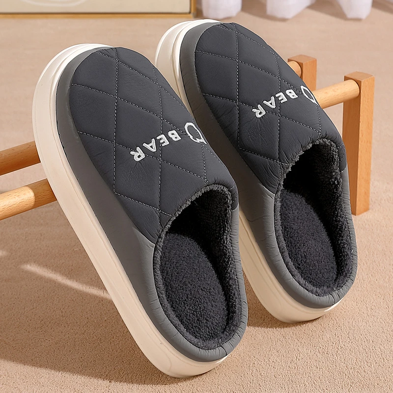 防臭棉拖鞋男士冬季2024新款室内家居保暖防滑不臭脚防水拖鞋男款