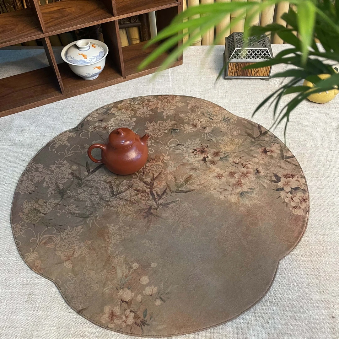 海棠一人小茶席布高端轻奢端面双面茶垫子新中式禅意隔热茶桌布