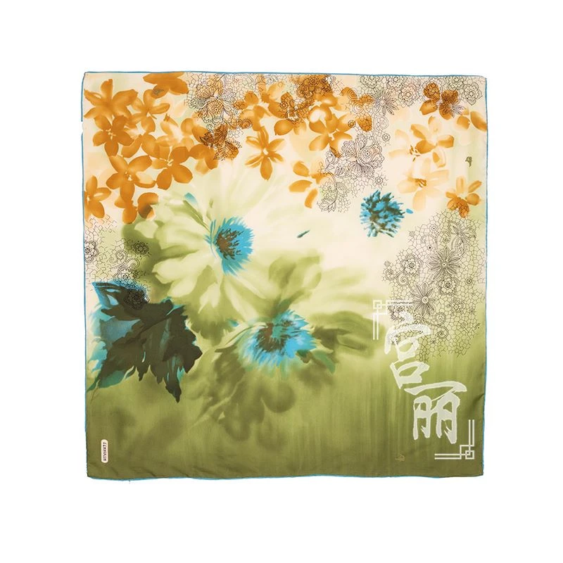 【彩墨】宫丽88x88cm纯100桑蚕丝斜纹缎方巾