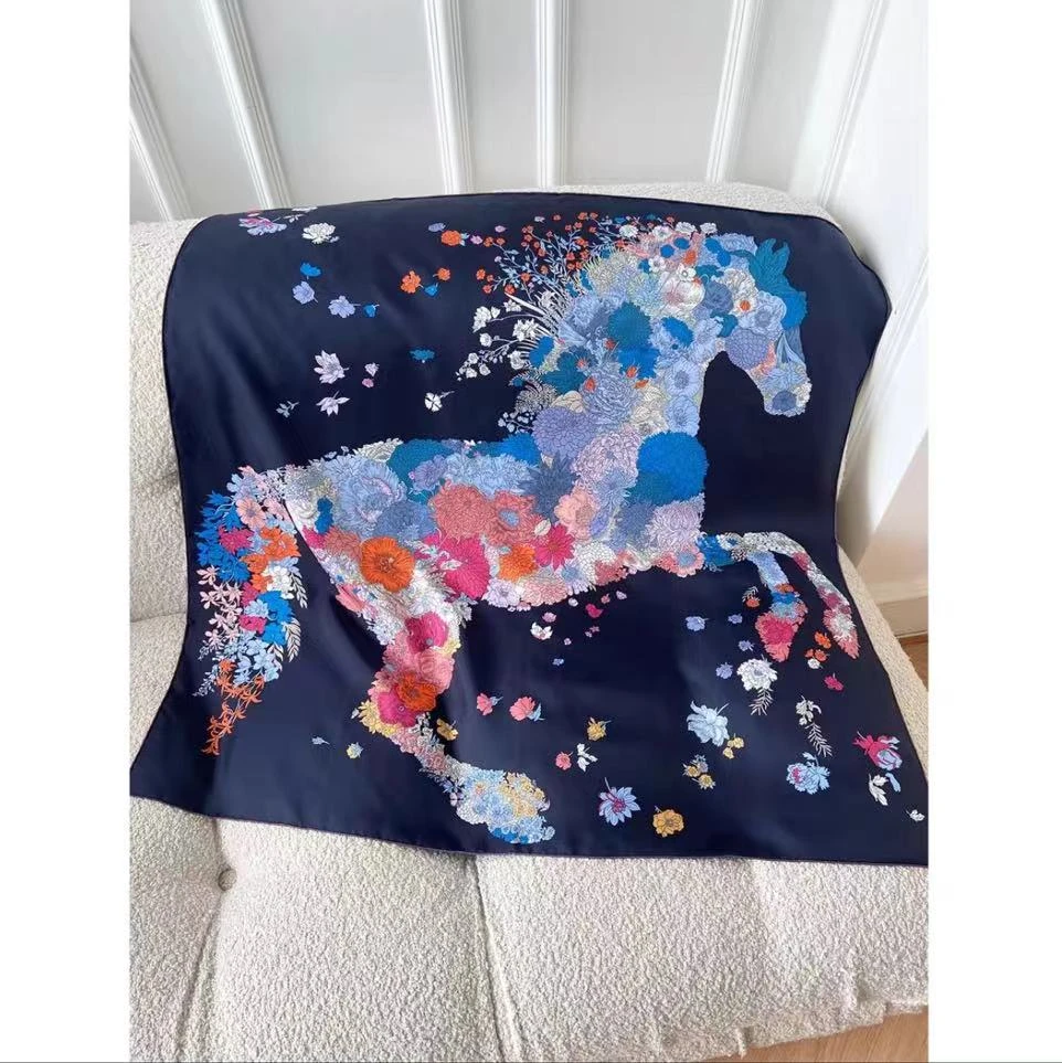 【EX022】宫丽65x65cm丝毛印花传统丝巾时尚百搭