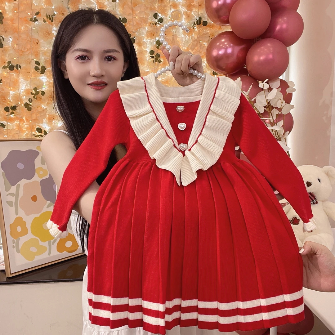 女童装洋气裙子宝宝秋冬装儿童韩版毛衣裙针织长袖连衣裙
