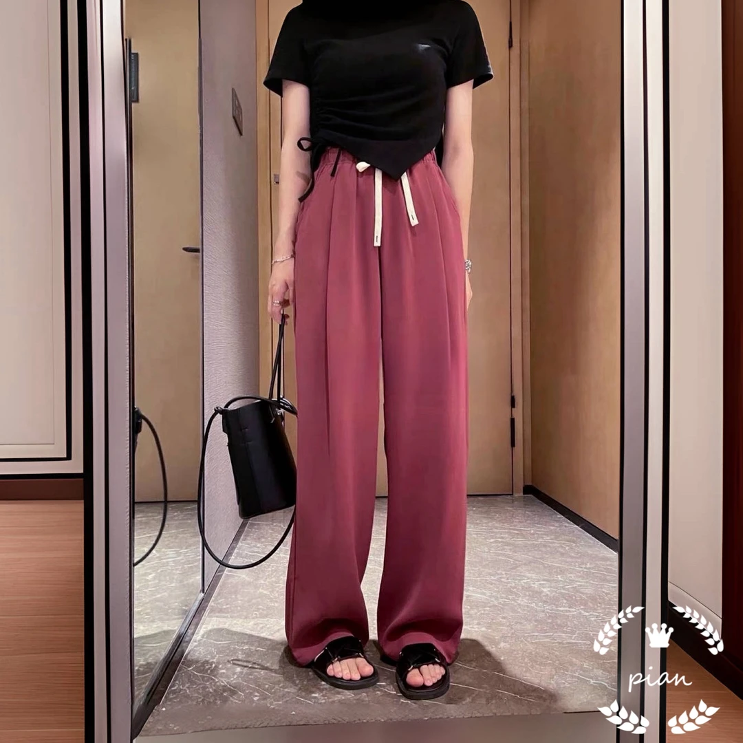87736 休闲运动西装裤  抽绳梅子色垂感巨OK的西装裤