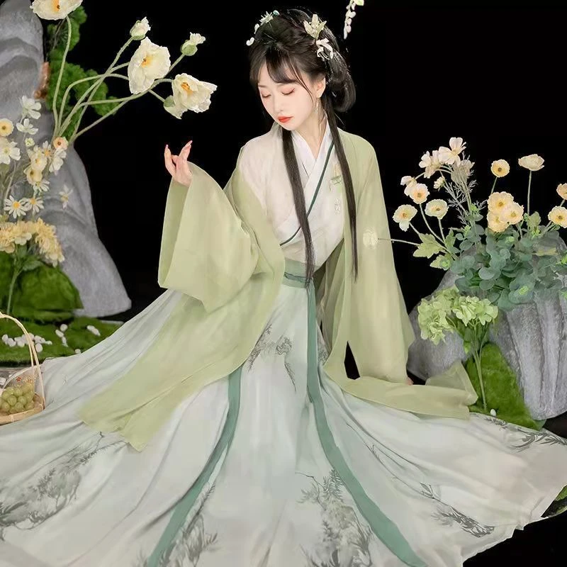 宋制薄款成年人汉服女学生仙气飘逸古装齐腰交领襦裙春夏款