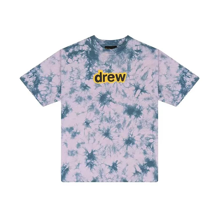 drew house secret字母短袖T恤 男女同款情侣款 丁香紫扎染
