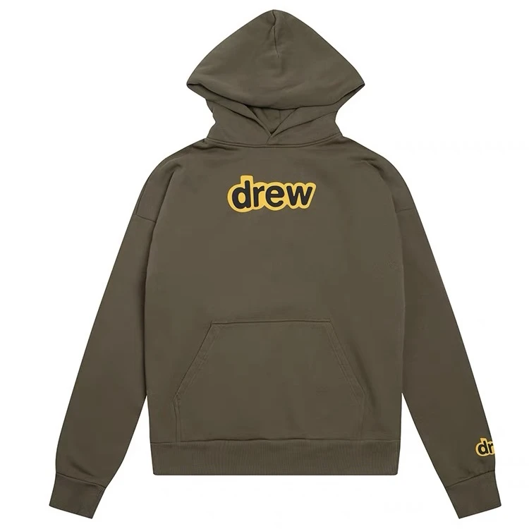 drew house secret字母印花连帽卫衣 男女同款 午夜橄榄绿色