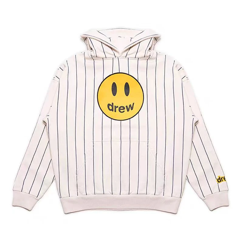 -drew house mascot笑脸条纹拉绒连帽卫衣 海军蓝条纹12.7