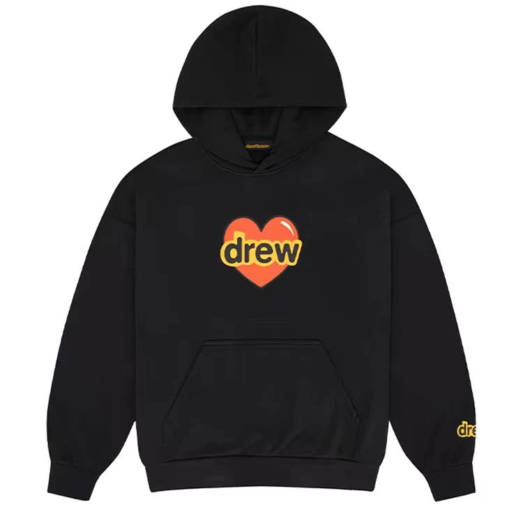 drew house drew爱心印花连帽卫衣 男女同款 黑色