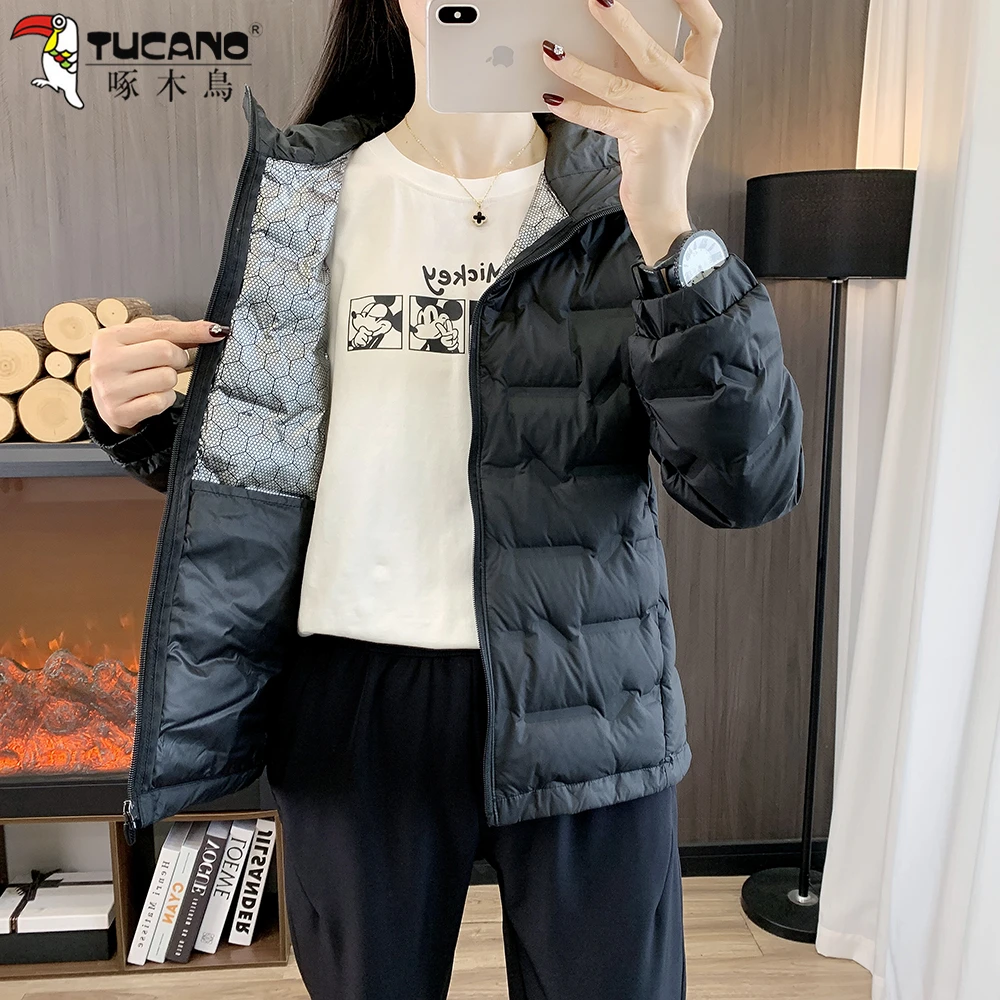 【官方品牌】啄木鳥轻薄羽绒服女冬季2025年新款中年妈妈保暖外套