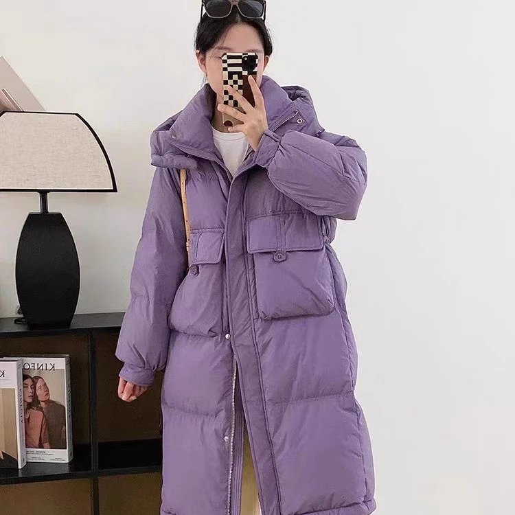 2023年羽绒服冬季新款中长款韩版收腰显瘦连帽加厚白鸭绒外套g