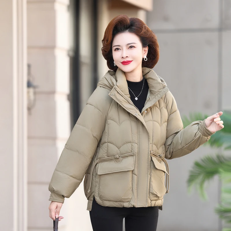 小个子妈妈秋冬装棉衣2023新款填充棉服洋气中年人女冬季短款棉袄