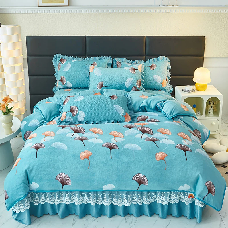 新款A类高克重牛奶绒床盖三件套 保暖宝宝绒四件套 抗静电可机洗