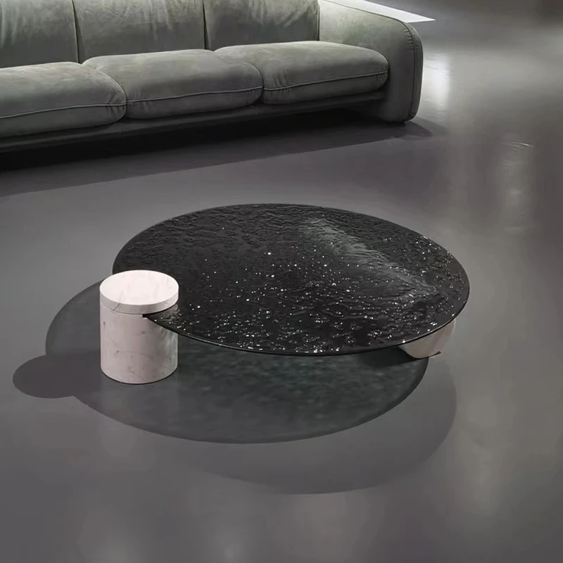 【越映】意式大理石网红款水波纹茶几创意爆款玻璃个性客厅茶几茶几