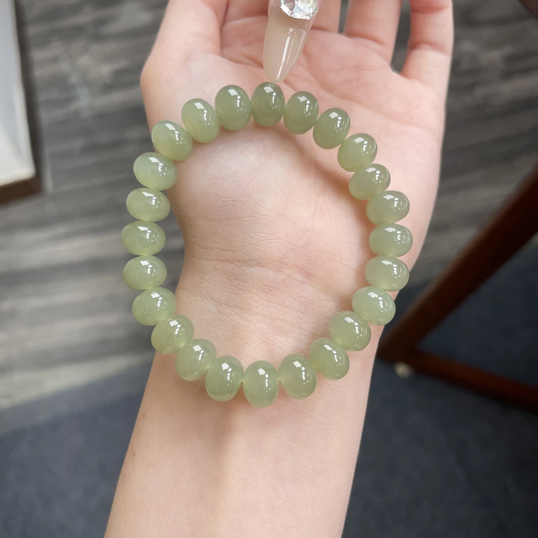 【云珠玉阁】和田玉H80手串湖水百搭算盘珠单圈和田玉多样性发其一