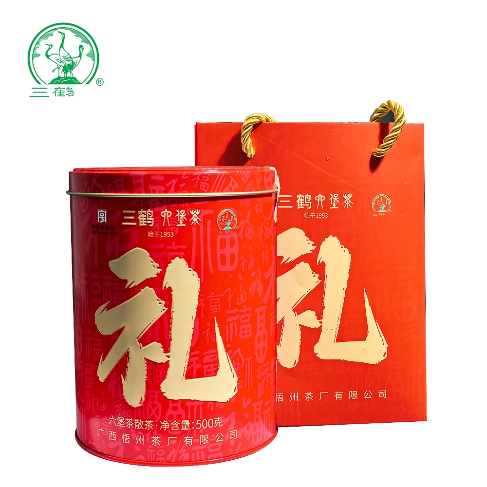 【礼】三鹤六堡茶2018年陈化特级500g广西梧州茶厂罐装