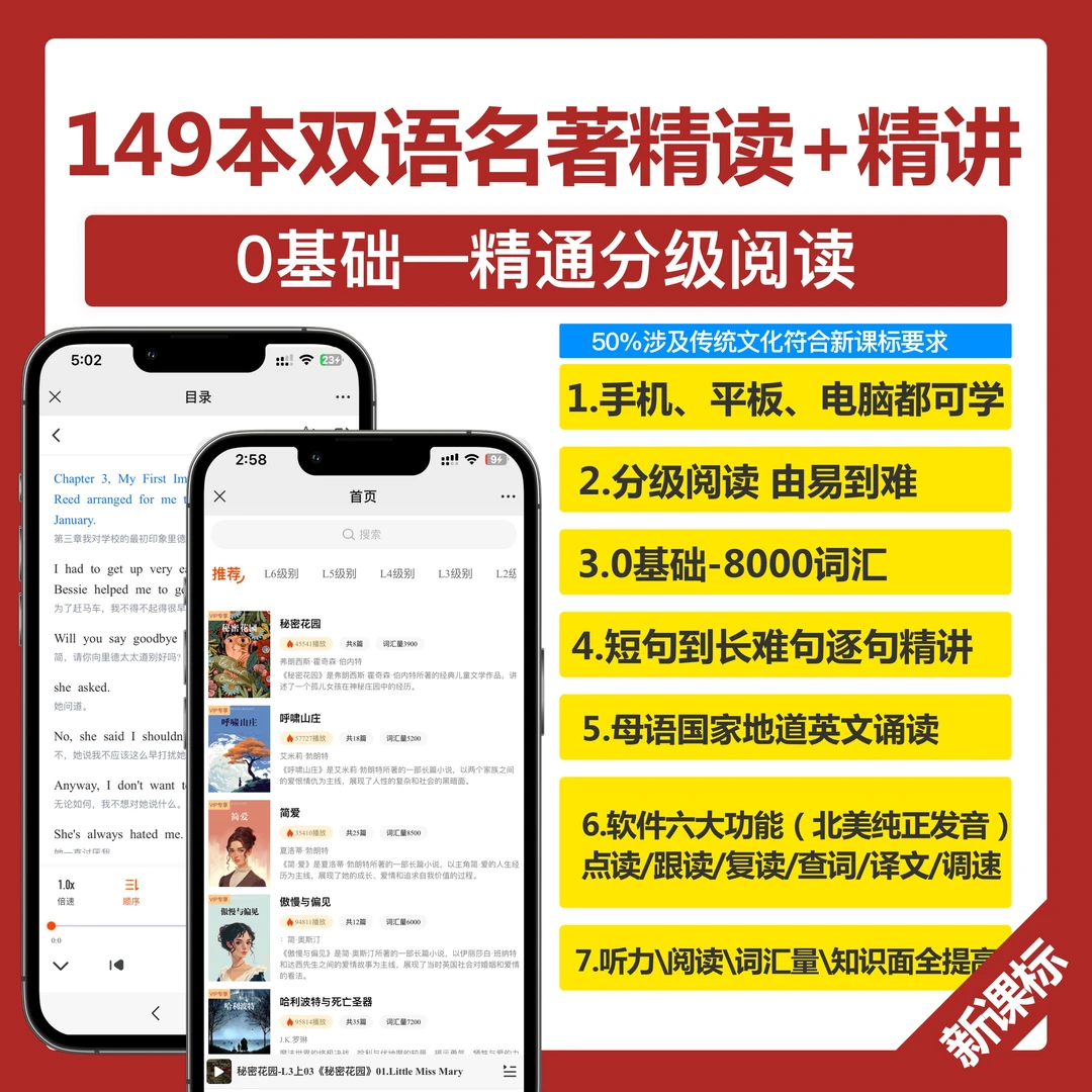 149本世界经典双语名著软件精读+视频精讲（新）