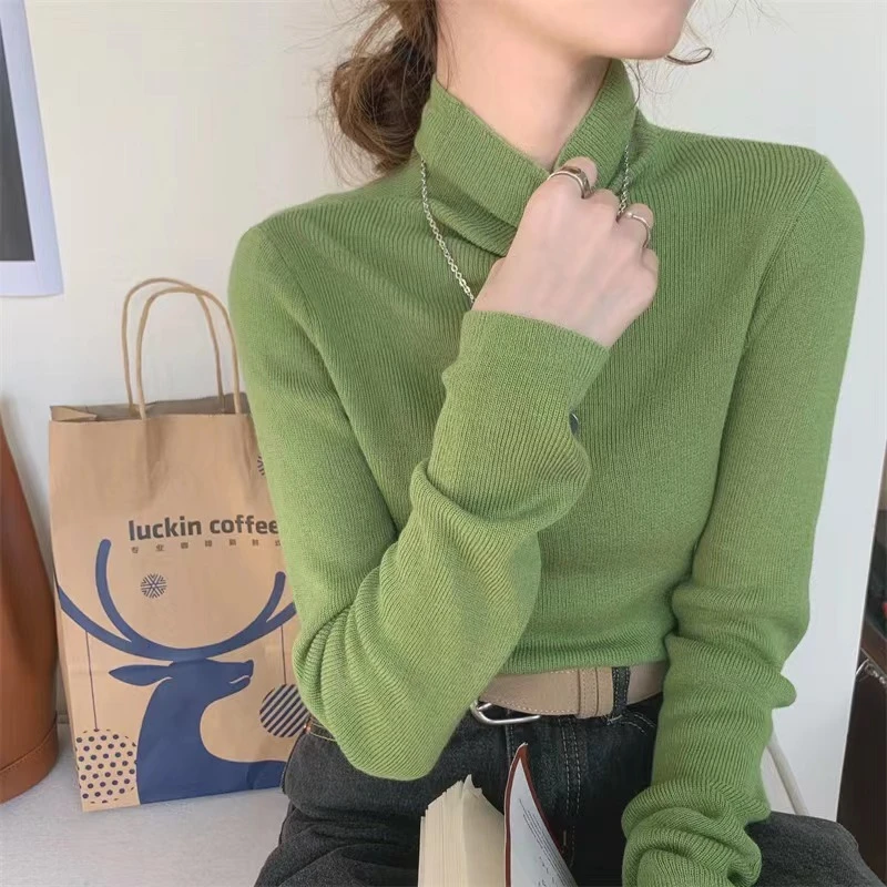 慵懒风半高领精致百搭显瘦针织衫高贵洋气打底衫女款爆款2025新款