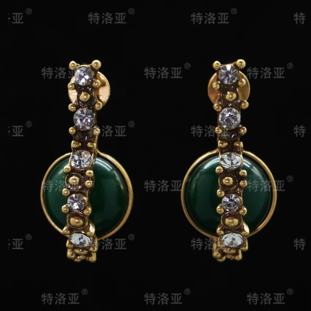 特洛亚 铜合金合成锆石耳饰 复古小众轻奢时尚高端精致百搭ZX8037