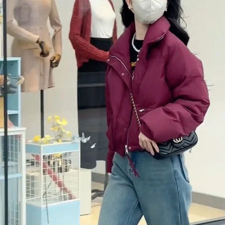 2023秋冬季韩版棉服女短款面包服立领矮个子宽松棉衣外套棉袄百搭