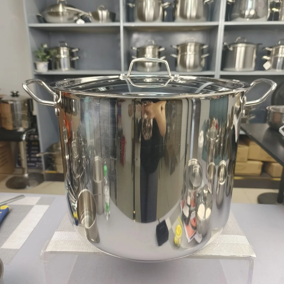 C标18/10不锈钢加厚深汤锅32*26cm配吊耳钢盖