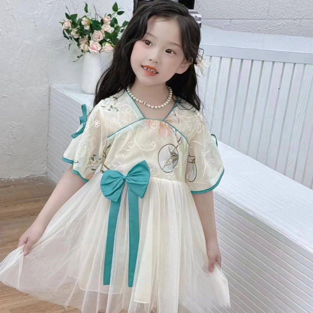 女小童改良旗袍汉服裙夏季新款宝宝复古纱裙女孩超仙中国风连衣裙