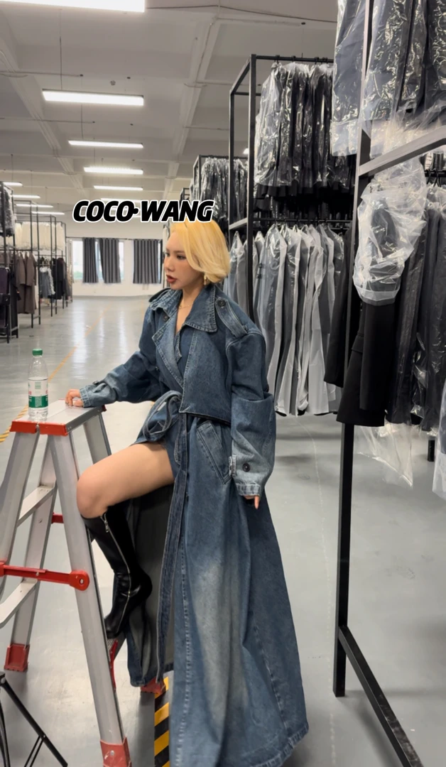 COCOWANG# 新年快乐」牛仔风衣复古廓形版