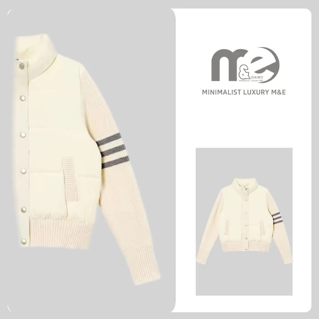 M&E 新款2024时尚街头风三条杠小个子短款立领潮流户外羽绒服C868