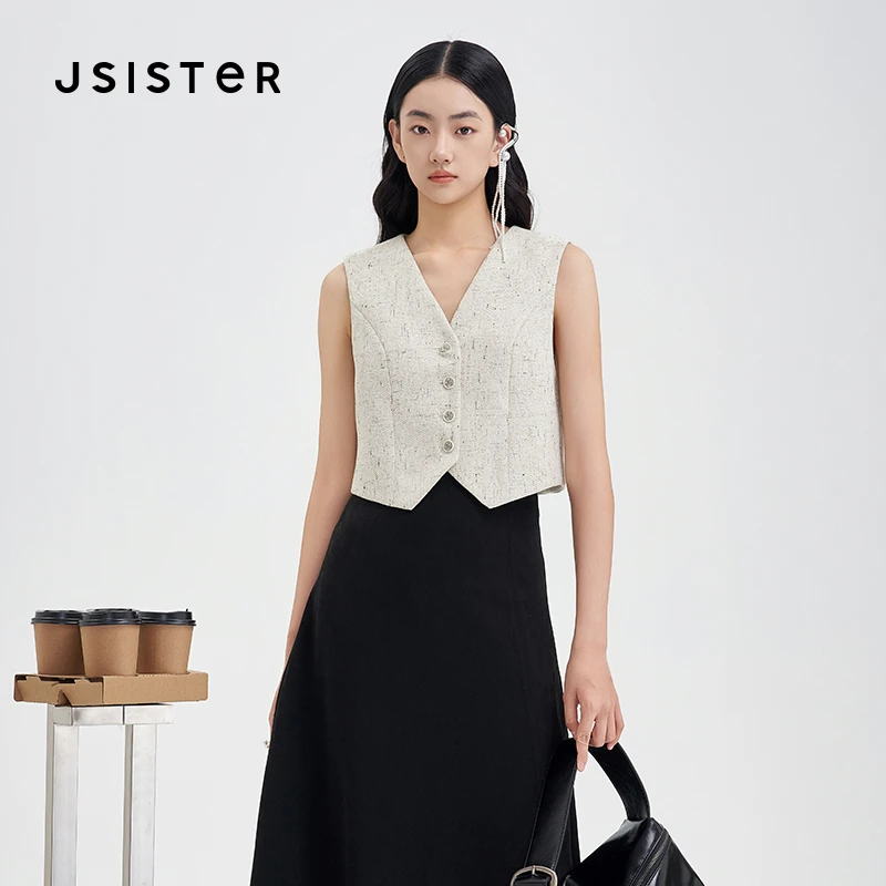 jsister春季新款马夹 JS女装时尚通勤风简约百搭