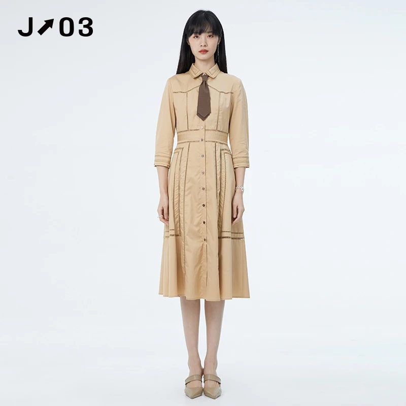 J03女装 秋季新款连衣裙 时尚气质修身优雅中长款收腰